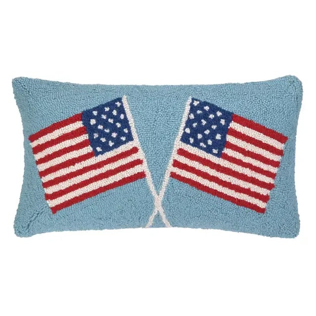 Modern Double American Flags Hook Pillow, 22 x 12" For Sale - Image 3 of 3