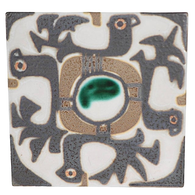 Mid-Century Modern Royal Copenhagen Aluminia Faience Tile by Johanne Gerber C 1960's For Sale - Image 3 of 6
