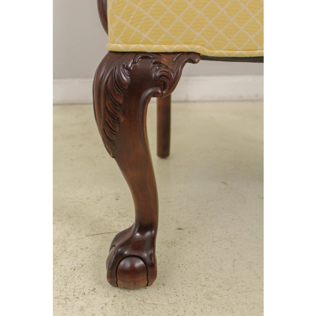 Brown Pair Century Ball & Claw Upholstered Open Armchairs For Sale - Image 8 of 13