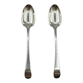 1788 English Pair of Sterling Silver Tablespoons by William Sumner II For Sale
