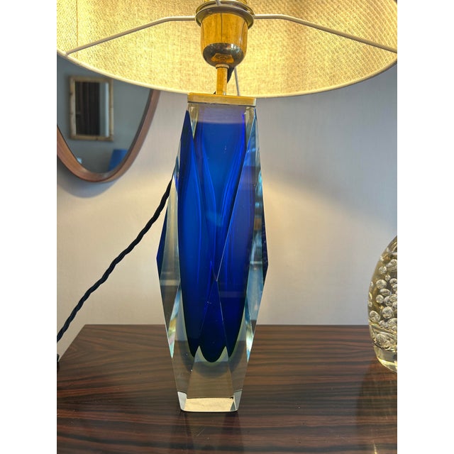 Sommerso Murano Glass Table Lamp attributed to Alessandro Mandruzzato, Italy, 1960 For Sale - Image 13 of 15