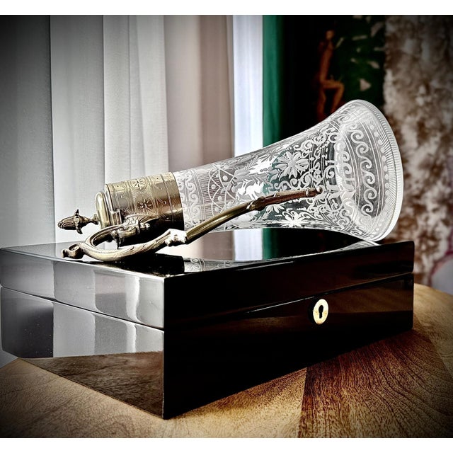 Glass Victorian Silver-Plated and Etched Glass Claret Jug, 1800s For Sale - Image 7 of 18