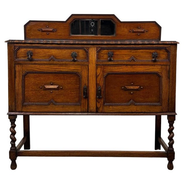 Antique English Edwardian Golden Oak Sideboard For Sale - Image 13 of 13