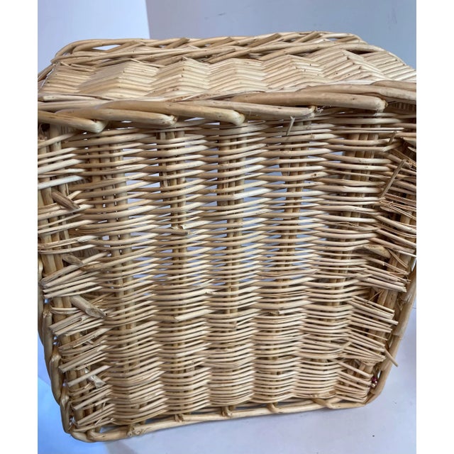 Vintage Square Handled Basket For Sale In Dallas - Image 6 of 7