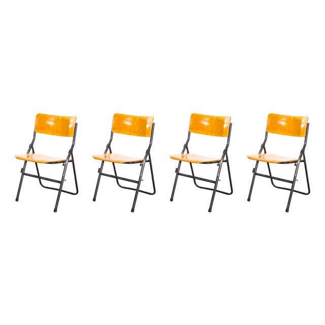 German University Folding Dining Chairs, 1960s, Set of 4 For Sale