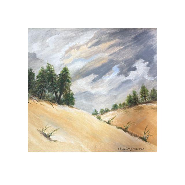 Nautical Vintage Original "Storm Over Saugatuck" Oil on Canvas, Saugatuck, Michigan For Sale - Image 3 of 18