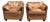 Pair Large-Scale French 1970s Cognac Saddle Leather Armchairs For Sale