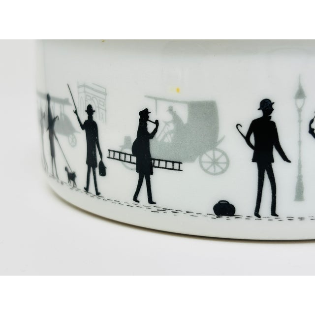 Vintage Limoges Porcelain Lidded Box Black White Parisian Silhouette 1980s For Sale - Image 16 of 18