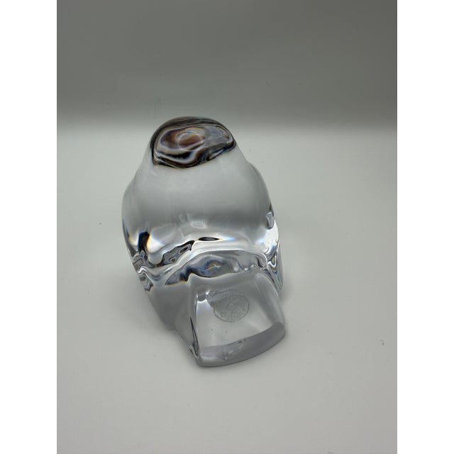 Late 20th Century Portieux France Heavy Art Glass Bird Paperweight For Sale - Image 10 of 11