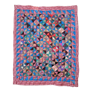 19thC Wool Challis Broken Dishes Crib Quilt