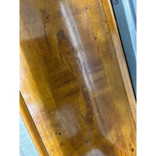 Mid 20th Century Vintage Mid 20th Century Ming Style Burl Wood Console Sofa Table With Glass Panels For Sale - Image 5 of 11