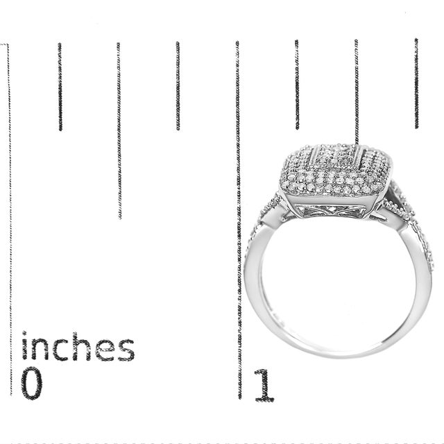 Early 21st Century .925 Sterling Silver 1/2 Cttw Round-Cut Diamond Cluster Cushion Ring (I-J , I1-I2) - Size 6 For Sale - Image 5 of 5