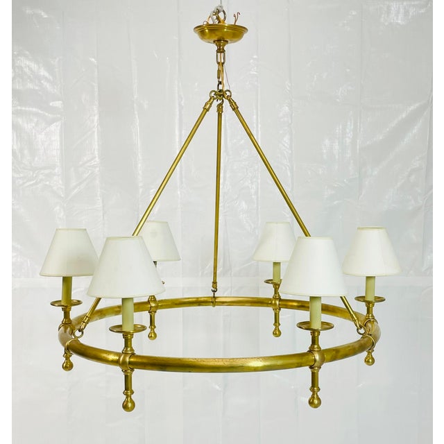 Hollywood Regency Oil Rubbed Solid Brass Chandelier by Chapman & Mayers for Visual Comfort For Sale - Image 3 of 17