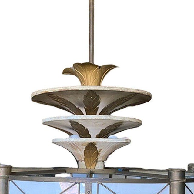 1920s Hollywood Theater 32 Light Chandelier With Palm Motif For Sale - Image 9 of 12