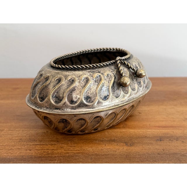 1980s Silverplate Miniature Planter Cachepot With Rope Trim For Sale - Image 6 of 7