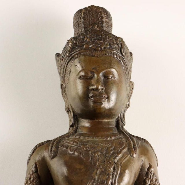 Antique 20th Century Bronze Bodhisattva Sculpture, Cambodia For Sale - Image 3 of 13