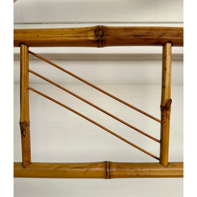 Chinoiserie Palm Beach Regency Bamboo 72" Wide Headboard With Geometric Fretwork For Sale - Image 3 of 9