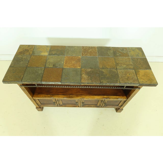 Traditional Stone Top Continental Style Console Cabinets - a Pair For Sale - Image 3 of 12