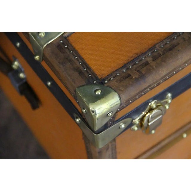 Cubic Hat Trunk in Orange Canvas from Moynat, 1920s For Sale - Image 17 of 18