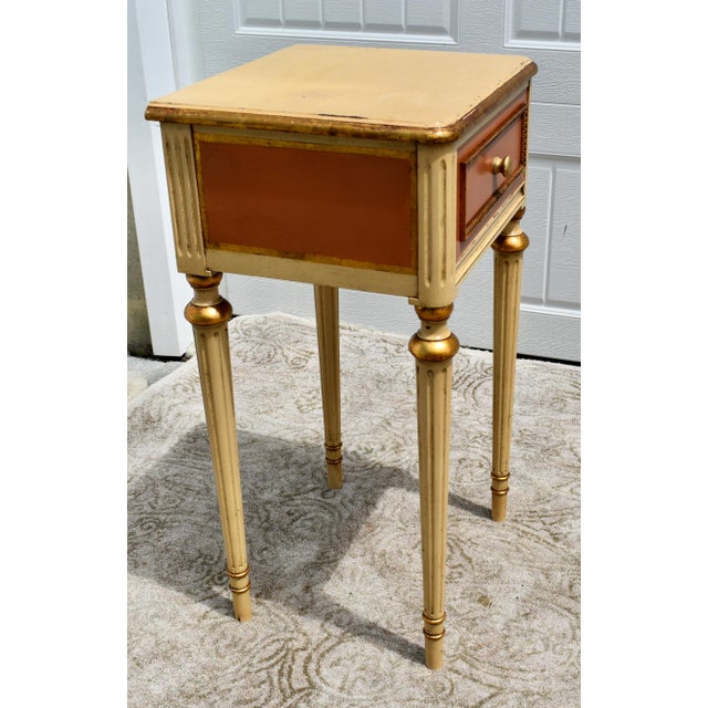Wood Vintage Karcher & Rehn Co. Distressed Venetian Table/Nightstand W/Drawer For Sale - Image 7 of 12