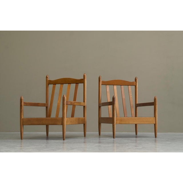 Vintage French Lounge Chairs in Oak, 1950s, Set of 2 For Sale - Image 4 of 17