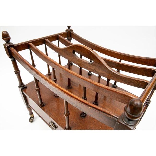 Mid 20th Century Vintage Mahogany Regency Style Single Drawer Canturbury Magazine Rack For Sale - Image 5 of 6