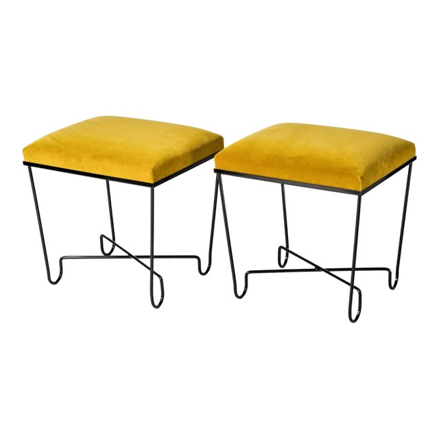 Aronde Black Lacquered Feet and Gold Velvet Benches by Facto Atelier Paris For Sale