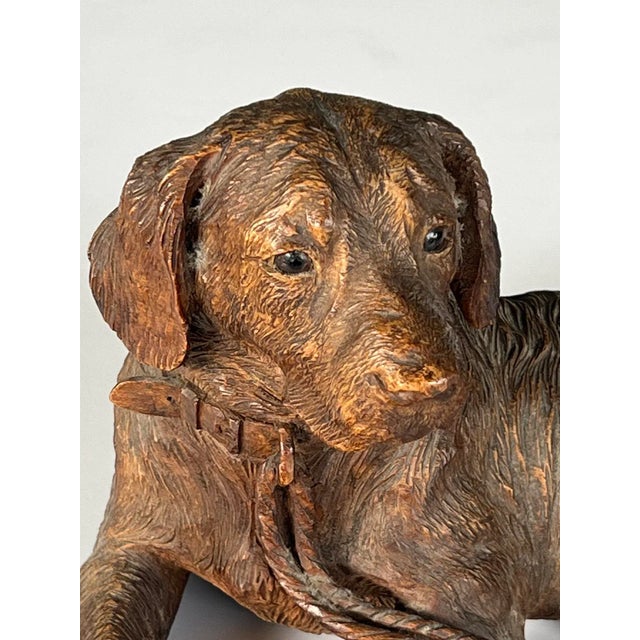 Late 19th Century Late 19th Century Walter Mader Swiss Black Forest Hand-Carved Dog For Sale - Image 5 of 11