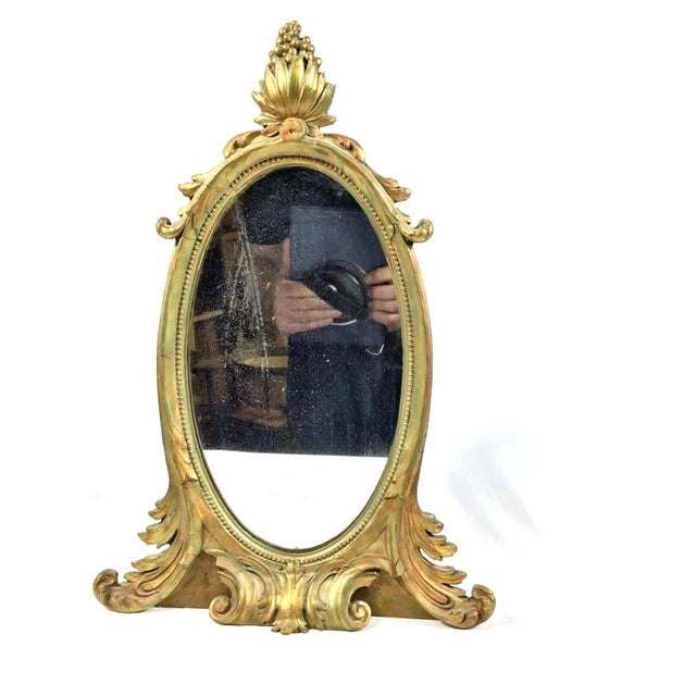 Antique Hand Carved Wood Table or Wall Mirror For Sale - Image 11 of 11