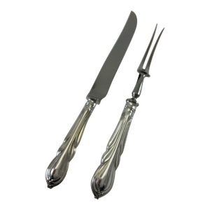 1980s Silver Pair Carving Set, Carving Fork & Carving Knife, Lily.