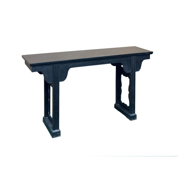 Chinese Dark Brown Black Huali Rosewood Ming Style Altar Table For Sale - Image 4 of 11