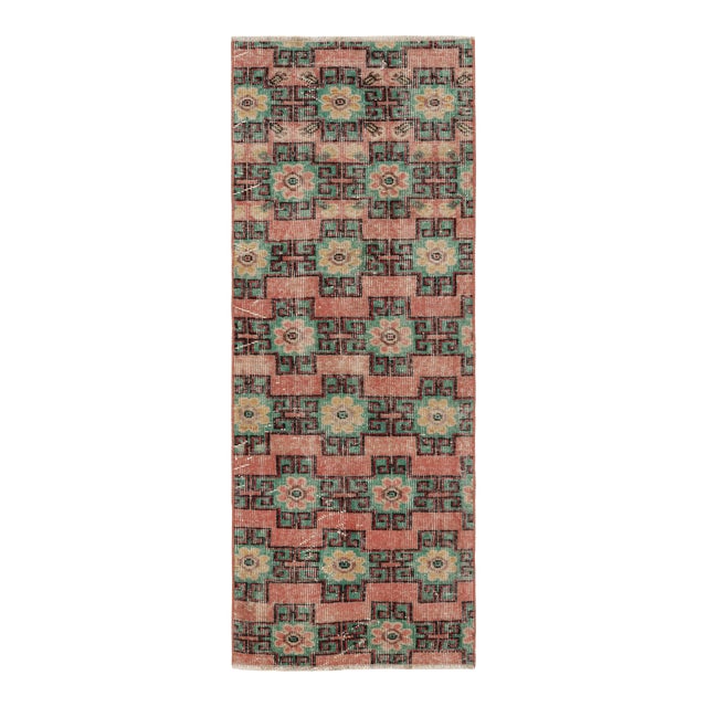 Vintage Zeki Múren Runner in Pink With Colorful Floral Patterns From Rug & Kilim For Sale