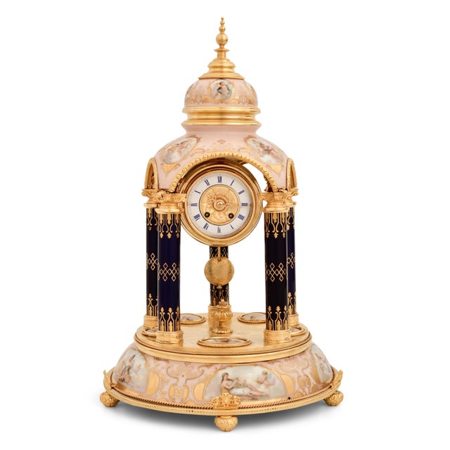Antique Gustav Becker Royal Vienna Bronze-Mounted Porcelain Mantel Clock, 19th C For Sale - Image 10 of 10