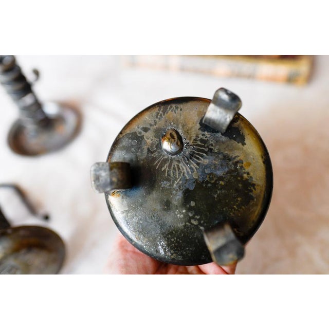 1980s Rat De Cave French Spiral Iron Candle Holder For Sale - Image 5 of 6