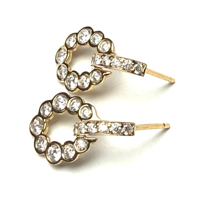 2010s Gia Certified 14k Yellow Gold Door-Knocker Diamond Drop Earrings 1.60 CTW D–g Vs, Pair For Sale - Image 5 of 10