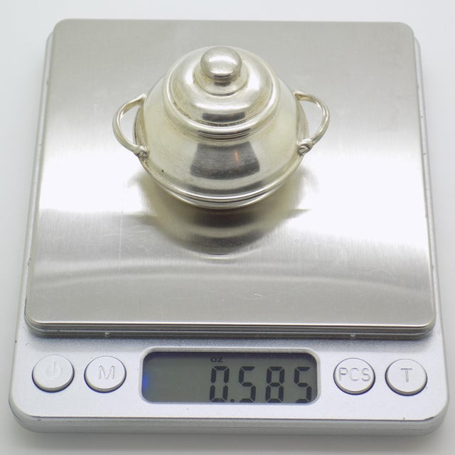 Vintage Italian Handmade Genuine Silver Cooking Pot Dollhouse Miniature, 1980s For Sale - Image 10 of 12