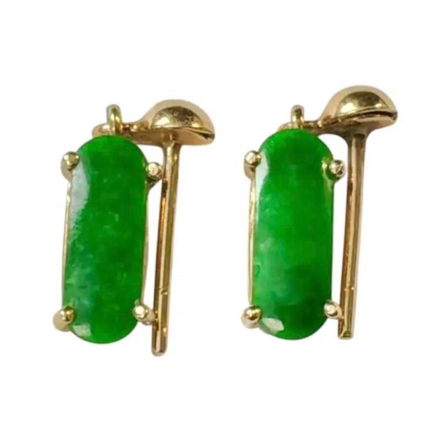 Vintage 14k Gold and Jadeite Drop Earrings For Sale In Tampa - Image 6 of 6