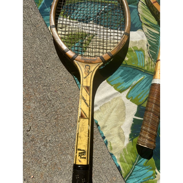 American Vintage Collection of Wilson Wooden Tennis Rackets With Blue Accents, Cover, and Guard For Sale - Image 3 of 8