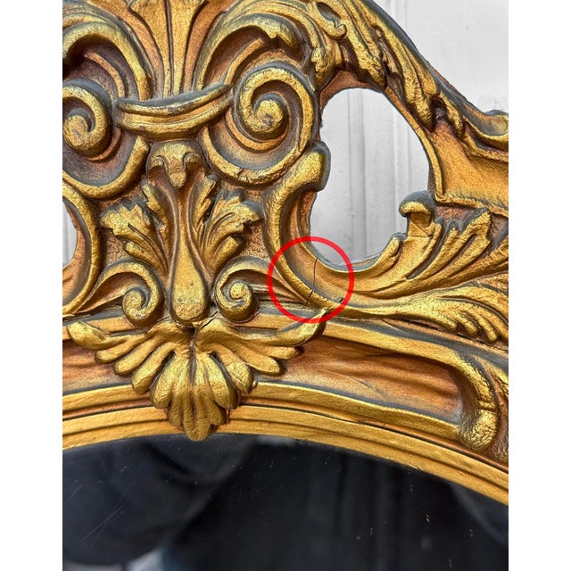Antique Victorian Rococo Gilt Wood Gold Round Mirror For Sale - Image 9 of 11