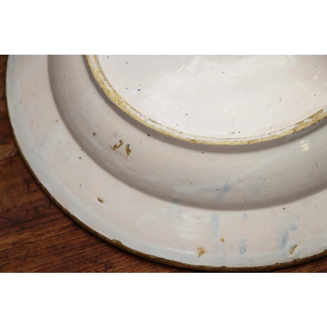 19th Century Portuguese Large Blue and White Wall Plate Depicting Palaces, Earthenware, Faience For Sale - Image 10 of 13