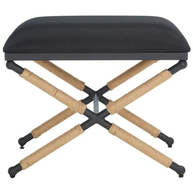Carmelo Hemp Wrapped Ottoman - Black/Black For Sale - Image 9 of 9