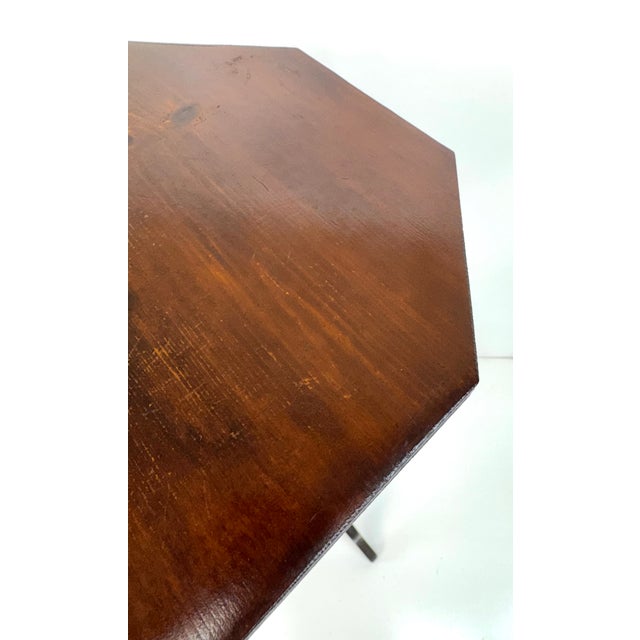 Antique Mahogany Octagonal Plant Stand With Turned Pedestal Base For Sale - Image 9 of 9