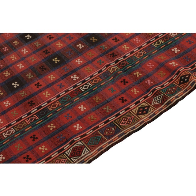 Antique Verneh Kilim Rug in Red, Black & Blue Geometric Pattern For Sale - Image 4 of 6