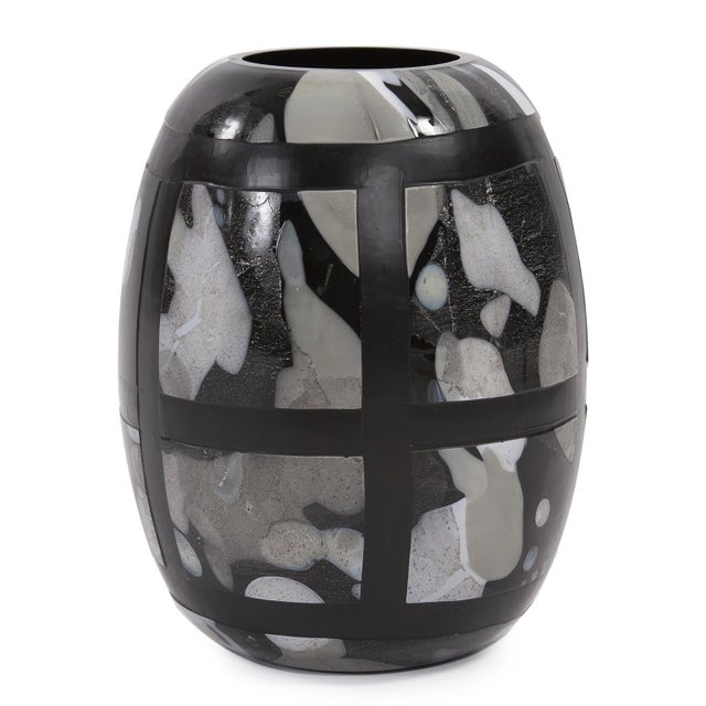 Abstract Marden Black Glass Vase For Sale - Image 3 of 5