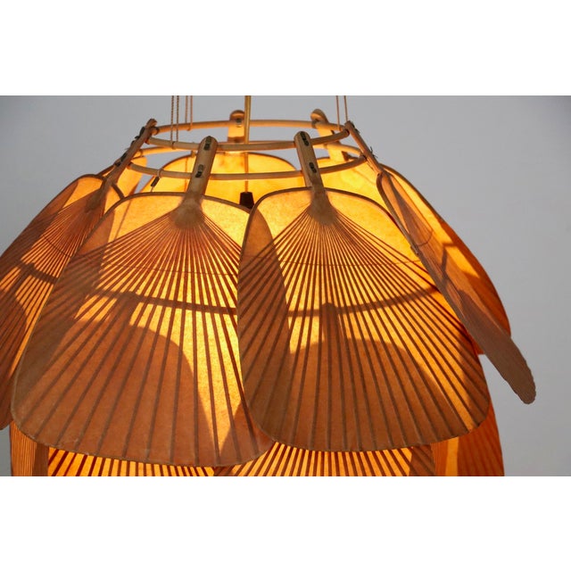 Tan Uchiwa Series Ju-Yon Chandelier by Ingo Maurer for Design M, Germany, 1973 For Sale - Image 8 of 14