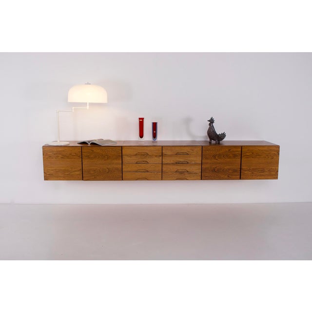 Brown Wall-Mounted Hanging Sideboard in Rosewood, 1960s For Sale - Image 8 of 12