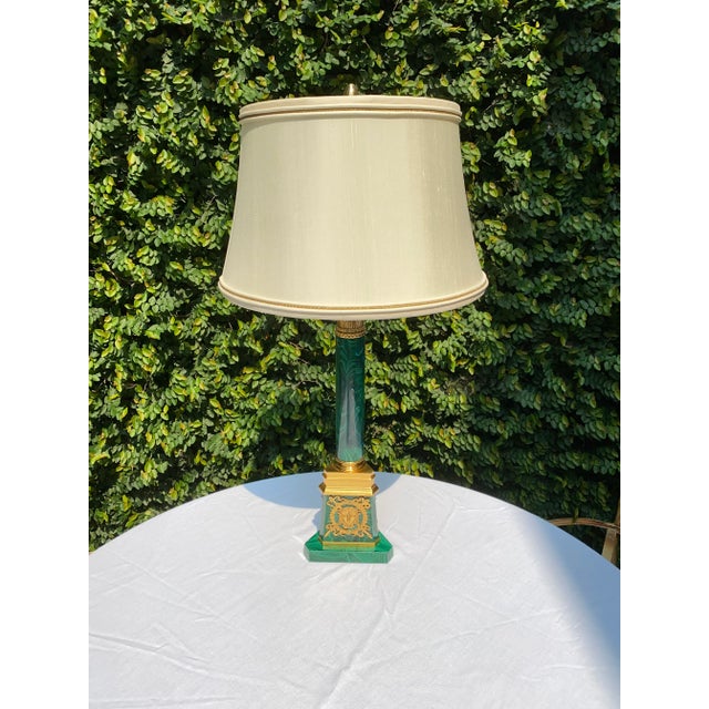 Late 20th Century Louis XVI Malachite & Gilt Bronze Lamp For Sale - Image 12 of 12