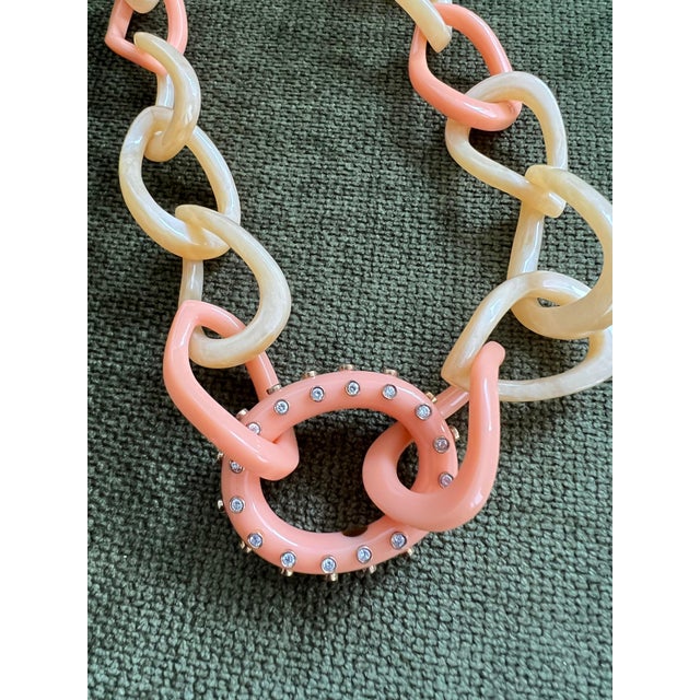 White Miriam Salat Resin Link Beach Necklace, 18K & Sterling Silver & White Topaz For Sale - Image 8 of 18