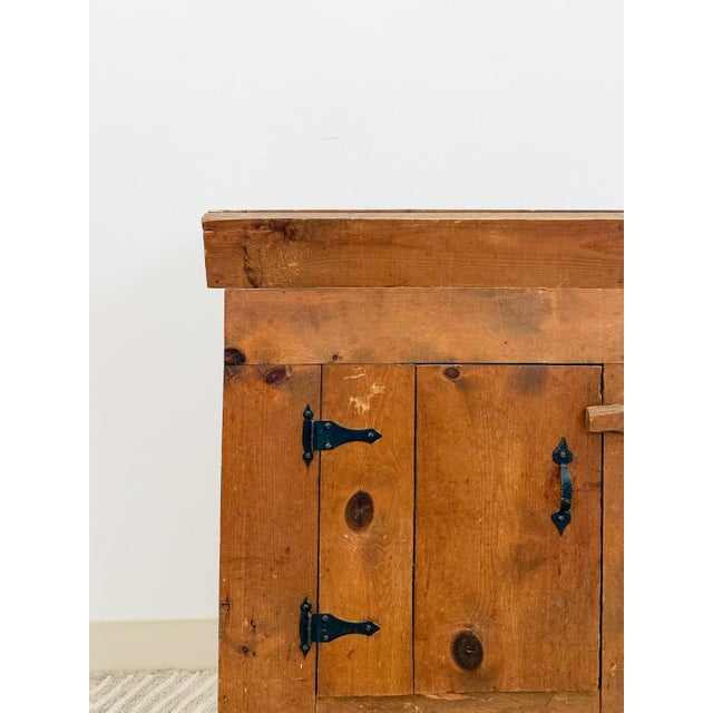 Mid 20th Century Mid 20th Century Primitive Rustic Planter Box Cabinet Vintage Farmhouse Wood Decor Iron Hinges For Sale - Image 5 of 9