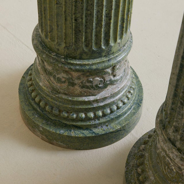 Antique Italian Neoclassical Green Marble Fluted Pedestal For Sale - Image 11 of 18